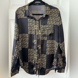 Michel- Designer Black and Gold Women's Blouse-medium